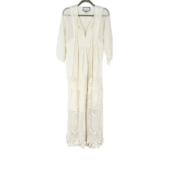 Alexis 100% Cotton Floral Embroidery Peasant Maxi Dress - Picture 1 of 10
